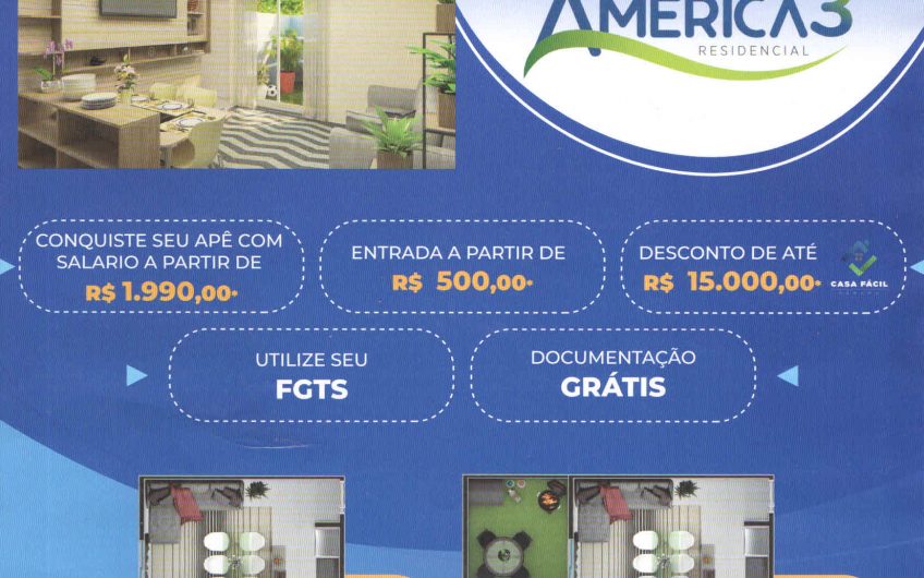 Apartamento 45m , Residencial América 3 – Fazenda Rio Grande/PR